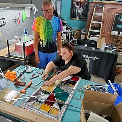 Hailee and Bobby working on a lead piece